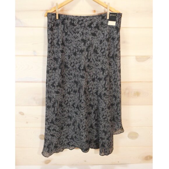 Lane Bryant Skirt Size 14 / 16 Black w/ Gray Print Layered Straight Midi NEW NWT - Picture 1 of 11